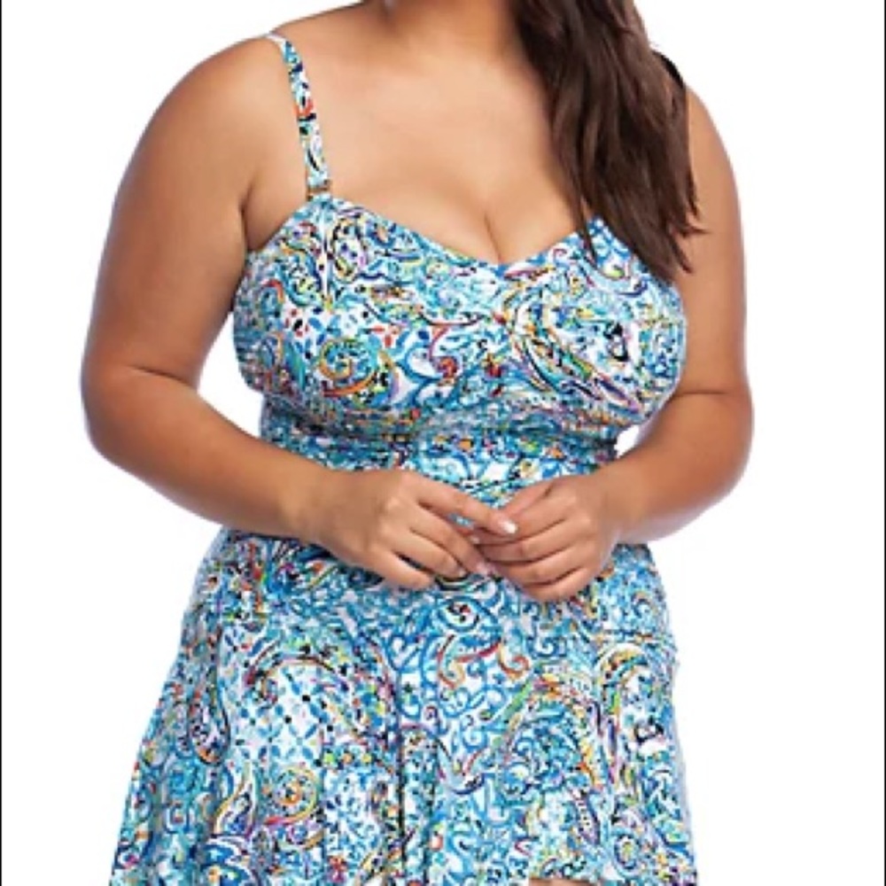 NWT Ralph Lauren swimsuit. Blue 18W.